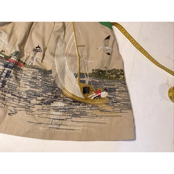 knitted dove women’s dress XS embroidered pockets buttons feminine - Picture 10 of 11